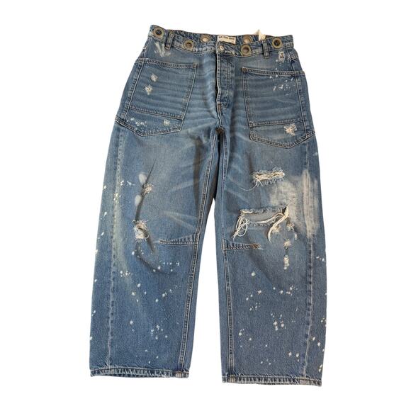 NWT Free People Moxie Low Slung Pull On Barrel Jeans 31 Streetwear Y2K NO STRING - Picture 3 of 16